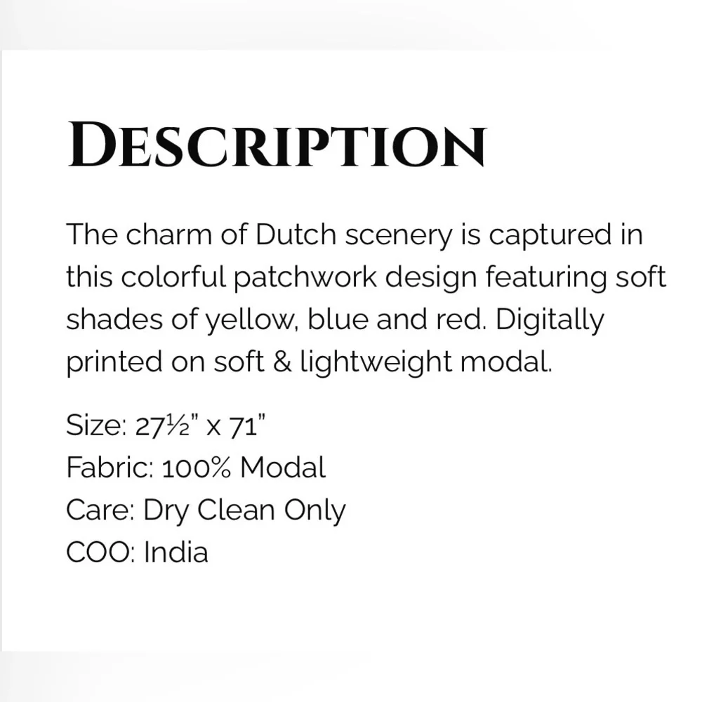 DUPATTA DESIGNS NWT Ariety modal printed scarf